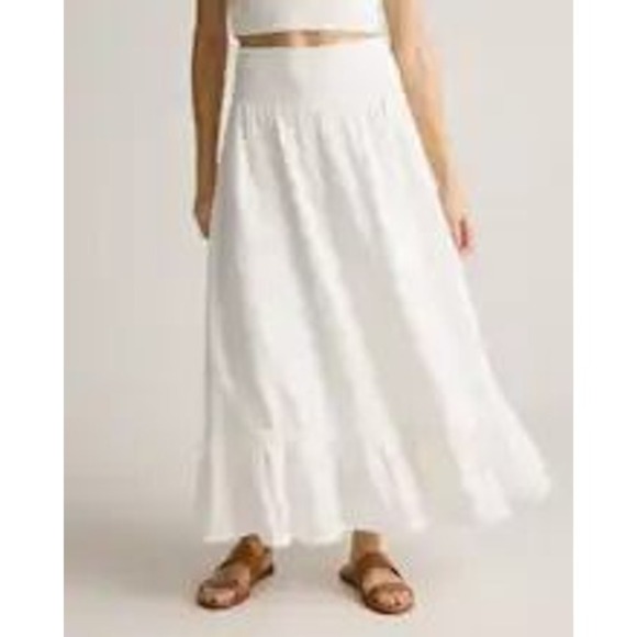 Quince women's 100% Organic Cotton Gauze Smocked Maxi Skirt White Size Small - Picture 2 of 6